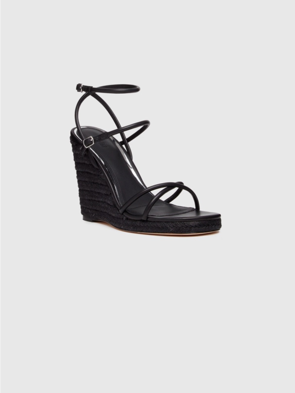 Paige Black Strappy Wedge Sandals